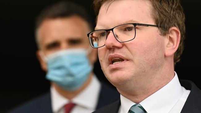 Chris Picton speaking at a press conference with SA Labor Leader Peter Malinauskas. Picture: NCA NewsWire / Naomi Jellicoe