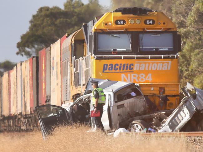 Emergency Services crews are at the scene of a serious crash, just south of Mallala, after a train collided with a car. 27 February 2020. Picture Dean Martin