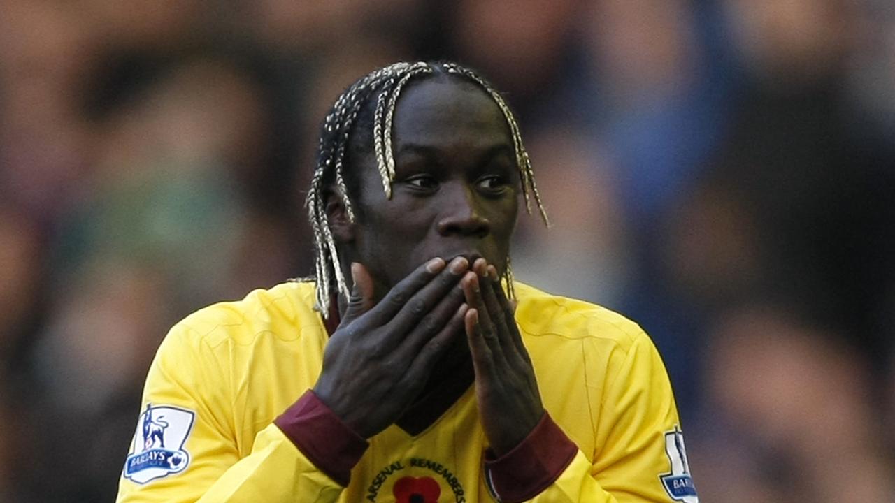 Bacary Sagna reacts after scoring a goal during Everton v Arsenal English Premier League football match at Goodison Park in Liverpool, 14/11/2010.