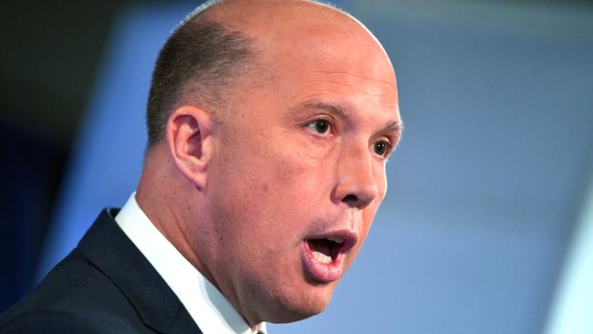 Home Affairs Minister Peter Dutton at the National Press Club in Canberra.