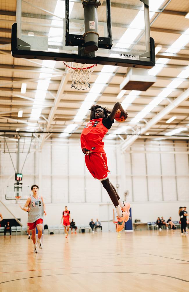 Mading Kuany gets up for a dunk. Picture: Basketball Without Borders Asia