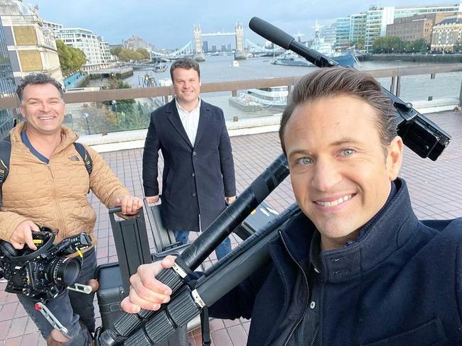 Weekend Sunrise host Matt Doran and the Channel 7 crew in London ahead of the interview with Adele.