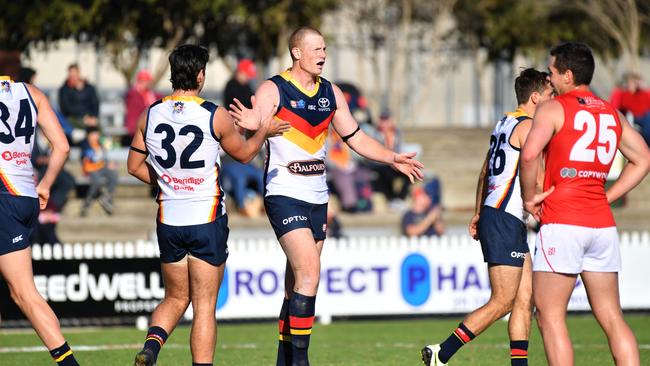 The Big Sauce Sam Jacobs bagged five goals in his return. Picture: Keryn Stevens/AAP