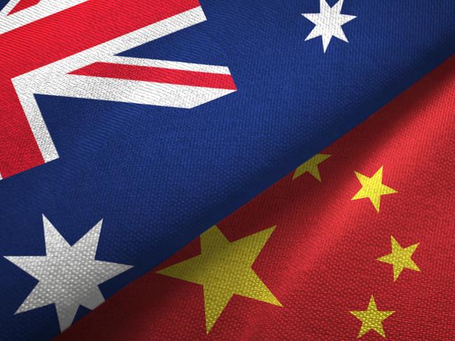 China and Australia flag together realtions textile cloth fabric texture