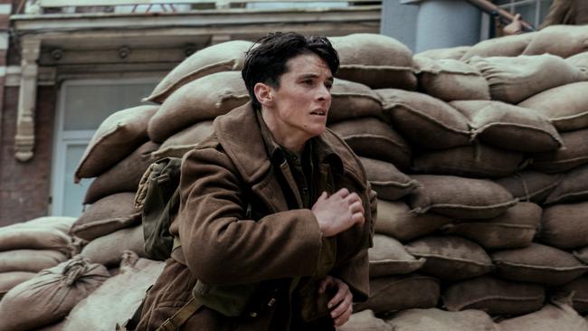 Fionn Whitehead as Tommy in Dunkirk, a time-bending account of the evacuation at the start of World War II.