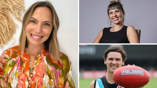 Chloe Cocks, Eloise Hall and Connor Rozee have been named among SA’s 40 under 40. Pictures: Supplied, file