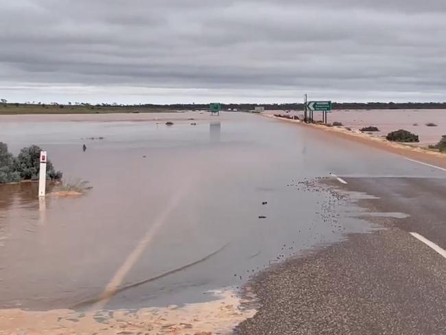 The railway between SA and the NT along with the Stuart Highway (pictured) have been impacted by flooding since last Friday. Picture: Supplied