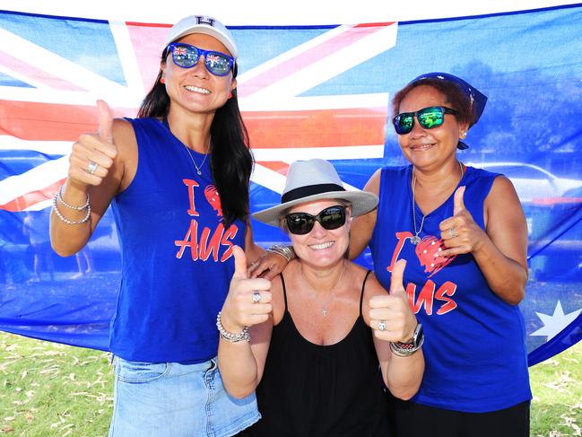 Alana Smith, Tracey Smith and Maike Vueti Photo at Burleigh Heads. Picture: Scott Powick.