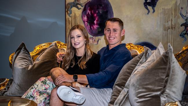 Marnus Labuschagne and wife Rebekah. Picture: Monique Harmer