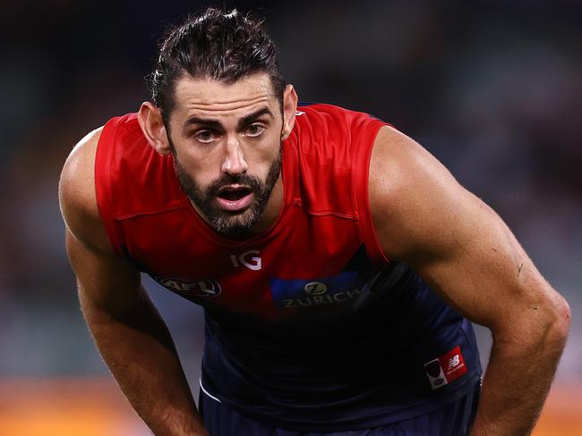 MELBOURNE . 15/04/2023.  AFL . Round 5. Gather Round.  Essendon vs Melbourne at the Adelaide Oval.  Brodie Grundy of the Demons   . Pic: Michael Klein