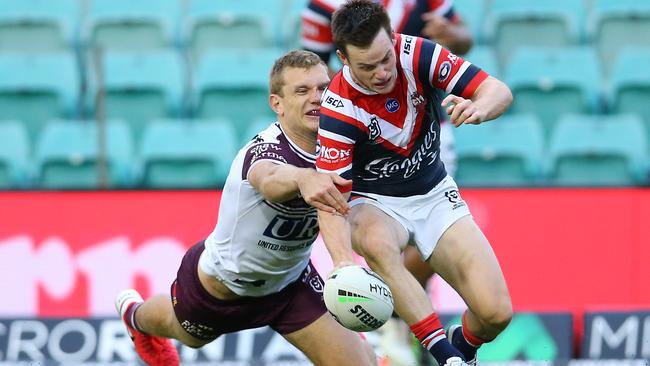 Tom Turbo saves a certain four pointer. Picture: Jason McCawley/Getty