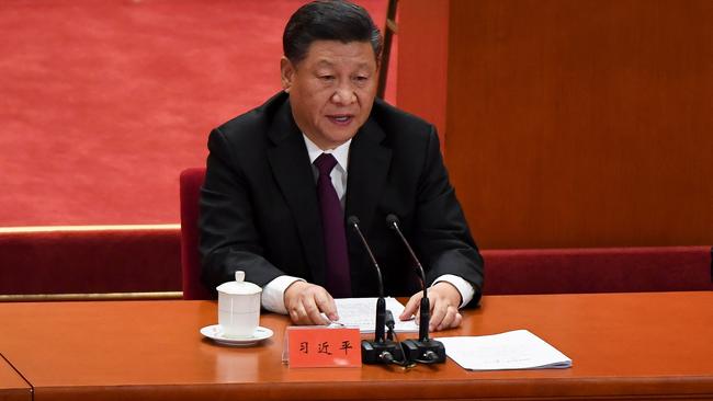 Xi Jinping speaks at the Great Hall of the People in Beijing yesterday. Picture: AFP