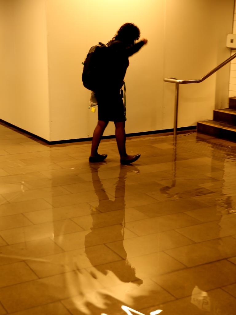 The low hits Sydney at Sunrise . Town hall station is flooding .picture John Grainger