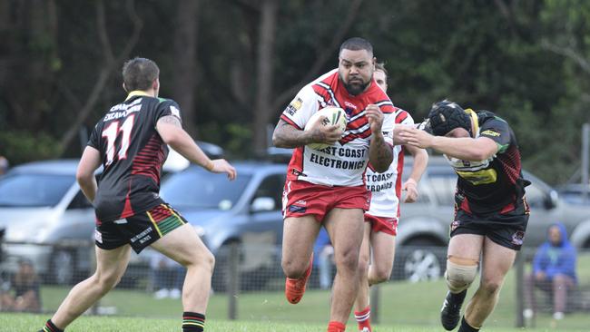 A bush footy game in Coffs Harbour in 2018. Picture: Brad Greenshields