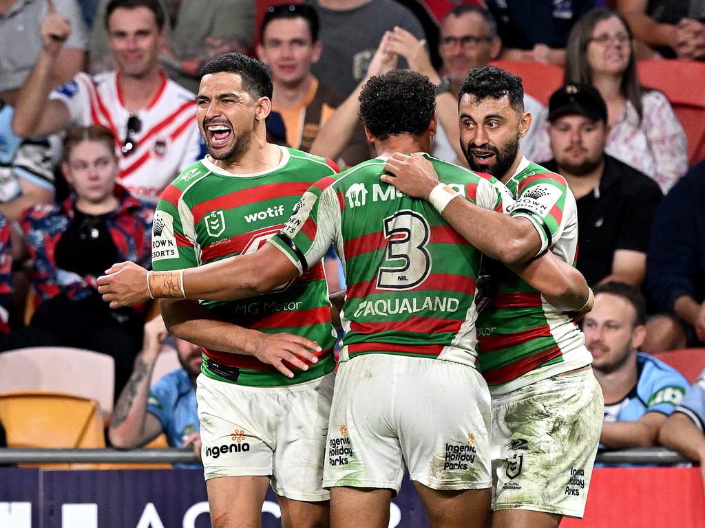 Rabbitohs pair Cody Walker and Alex Johnston are both off contract at the end of this season. Photo by Bradley Kanaris/Getty Images