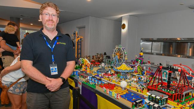 Brick Events organiser Adrian Murphy with his massive theme park display at Ballina RSL club on Sunday, April 16.