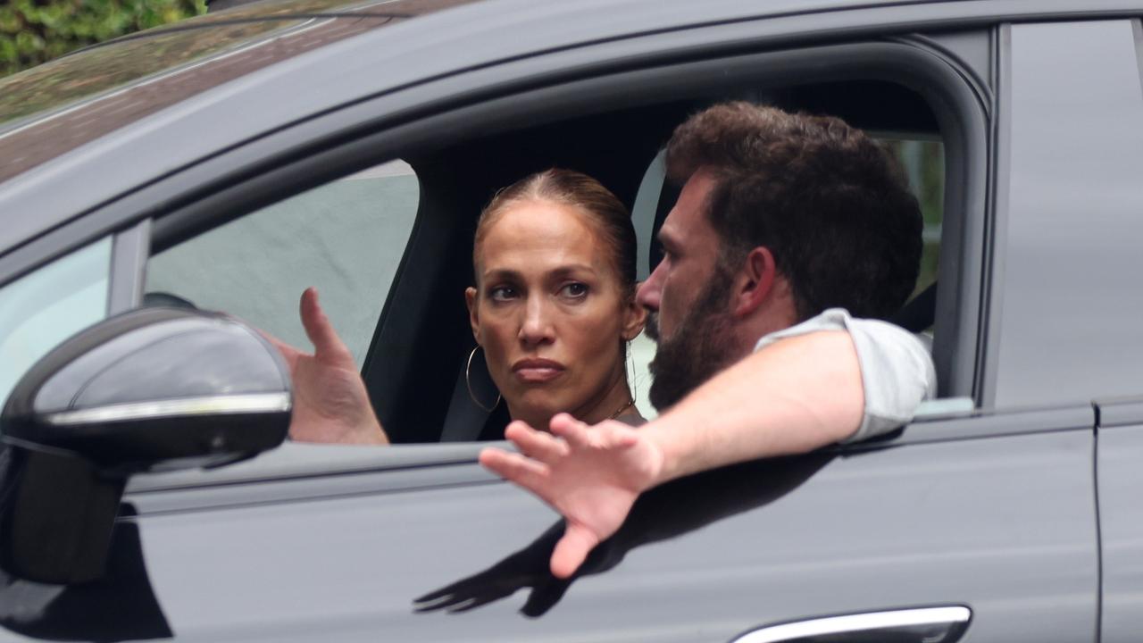 Affleck was gesturing while his wife looked unimpressed. Picture Backgrid Australia