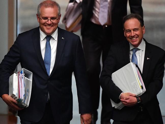 Prime Minister Scott Morrison and Health Minister Greg Hunt. Picture: Getty Images