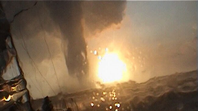 View from yacht Nicorette of the twister in the distance during Sydney to Hobart race. Pic: Dave Howarth, Channel 10.