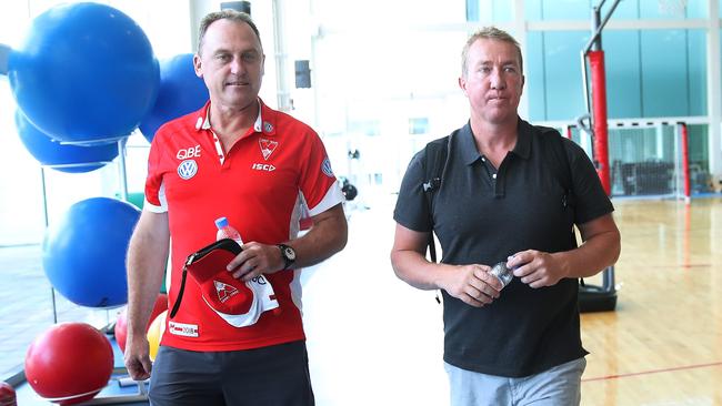 Swans coach John Longmire and Roosters coach Trent Robinson check out the Aspetar Centre of Excellence, a sports medical facility in Doha, Qatar. Picture: Phil Hillyard