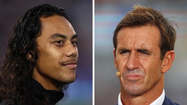 Jarome Luai and Andrew Johns. Photos: Getty Images