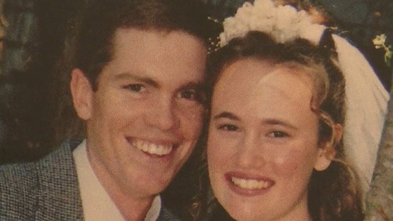 Cop-shooter Stacey Train on her wedding day with Nathaniel Train. She would go on to marry his brother, Gareth. Picture: A Current Affair