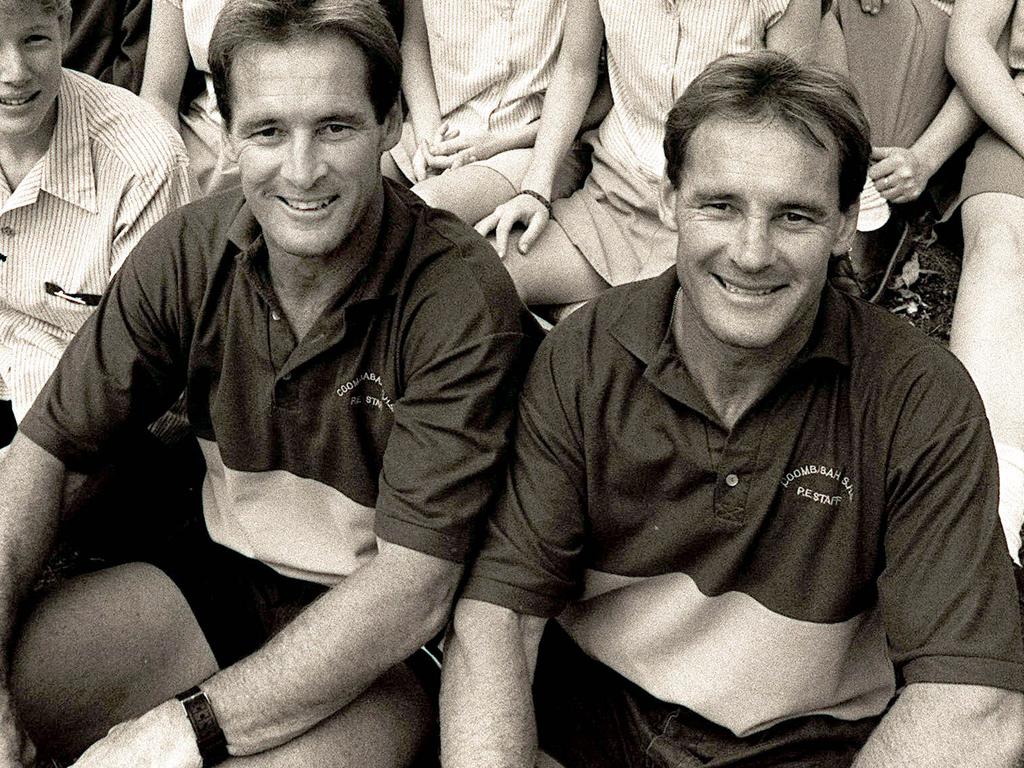 Paul and Chris Dawson as Coombabah High School teachers in the early 1990s.