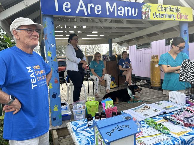 Tasmanian vet Andrew Nicholson, working at Te Are Manu vet clinic in the Cook Islands, which relies heavily on donations. Picture: Supplied by Andrew Nicholson