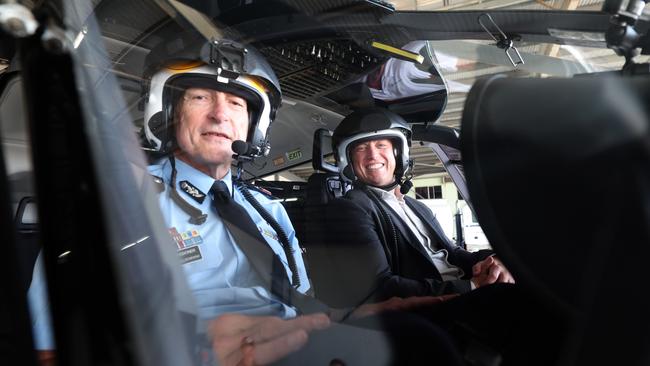 Premier Steven Miles with the new police commissioner, Steve Gollschewski in Townsville. Picture: Annette Dew