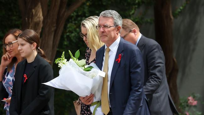 Attorney-General Mark Dreyfus arrives at Mentone Girls Grammar for the funeral of Bianca Jones. Picture: NewsWire/Ian Currie