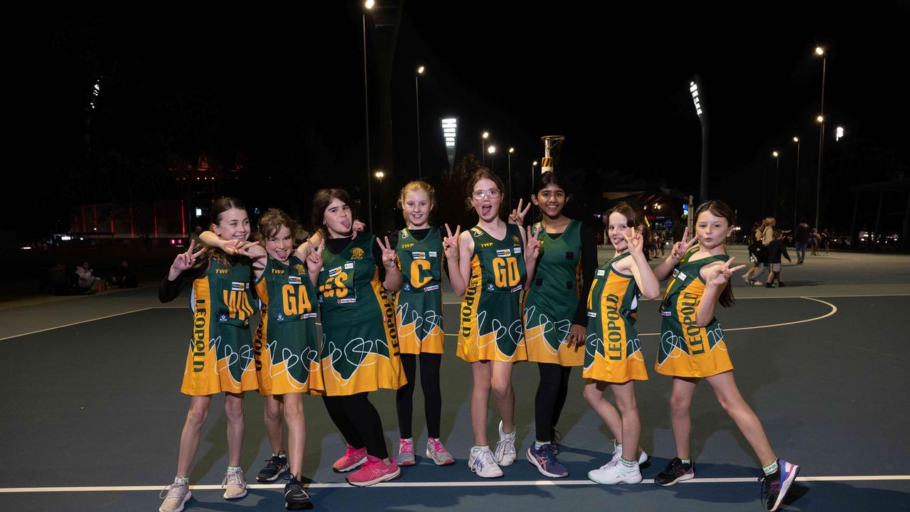 Leopold Gold under-11 netball team pull their funniest faces.