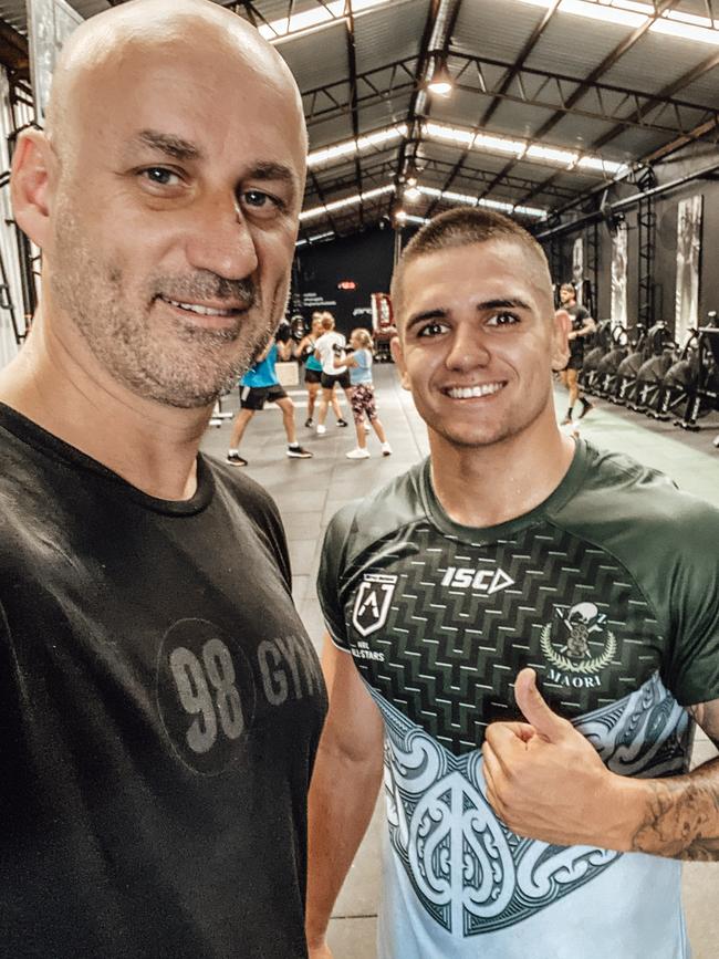 Mindset coach and gym owner Glenn Azar with Nikorima.