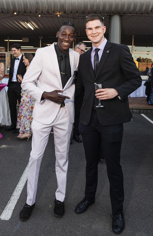 Mustala Adam (left) and Declan Traise representing Royalty Eventz at the Little Pig Consulting Business Excellence Awards at Rumours International, Saturday, October 19, 2024. Picture: Kevin Farmer