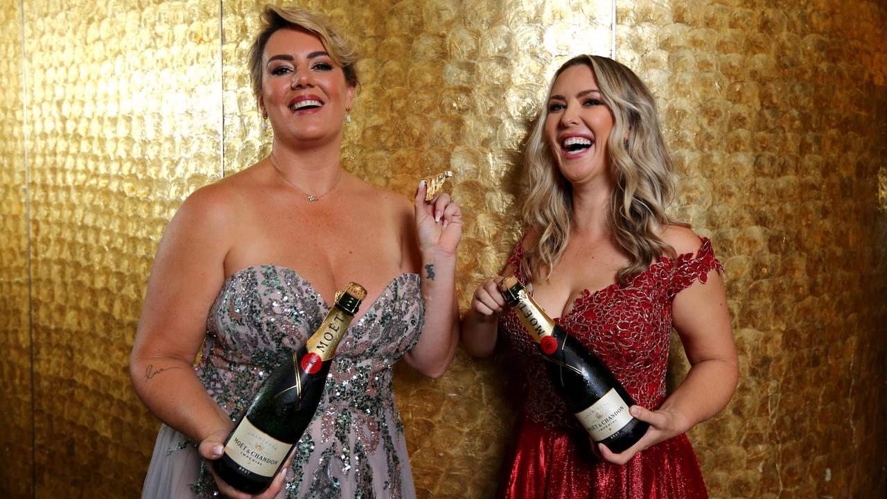 Margaux Parker and Abby Coleman ahead of the Gambaro Moet and Chandon Ball, Friday 13th May 2022. Picture: David Clark