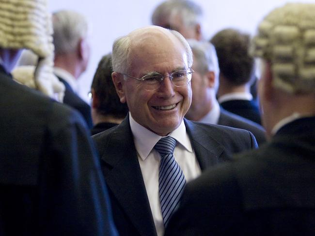 Former Australian Prime Minister John Howard speaks at the retirement ceremony for Chief Justice of Australia, Anthony Murray Gleeson AC, in Canberra, Friday, Aug. 29, 2008. Chief Justice Murray retired from the High Court of Australia today. (AAP Image/Stefan Postles) NO ARCHIVING