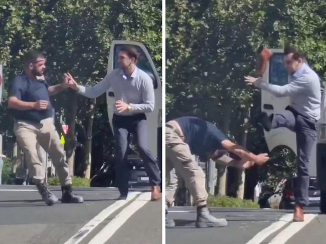 Office worker, tradie in road rage punch up