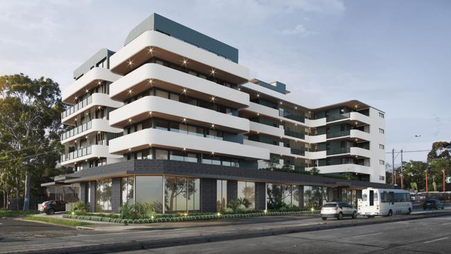 A six-storey unit block proposal for Carlton in Sydney's south worth almost $18m is butted up against a primary school. Picture: Supplied