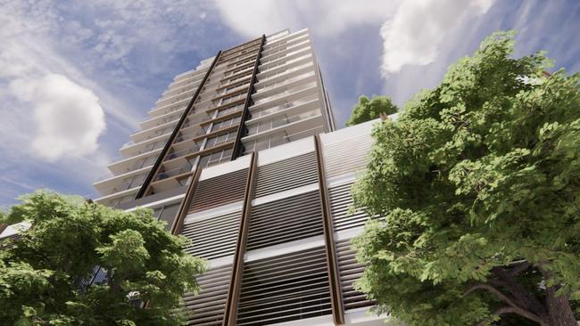 A render of the 18-storey building proposed for 24-30 Kenny Street in the Wollongong CBD. Picture: Design Workshop Australia