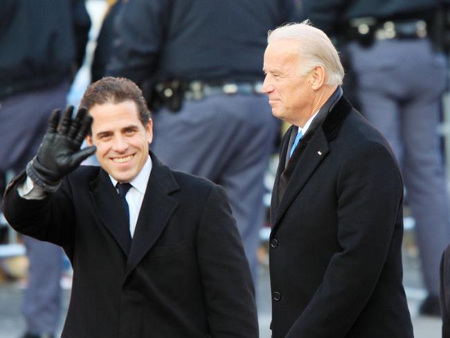 Democratic presidential candidate Joe Biden, right, and his son Hunter Biden (left) – the subject of the New York Post’s controversial report. Picture: Getty Images