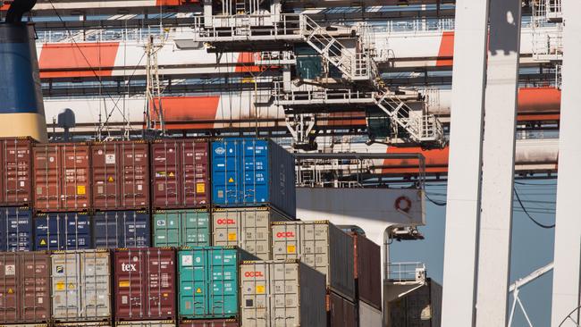 Cranes and shipping containers in Footscray.