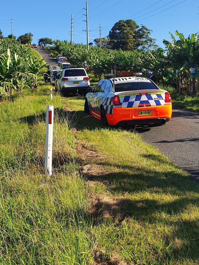 The car lost control and crashed into Paul Shoker's banana farm. Photo by Paul Shoker