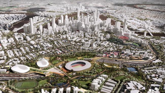 ## EMBARGOED IMAGES NOT FOR USE BEFORE 6TH MARCH 2024 ## Victoria park Olympics.......Brisbane BOLD proposes doubling the 2032 legacy outcomes for the city in a cohesive urban corridor. In legacy the concept establishes the new capital of our Knowledge Economy infrastructure featuring 2000+ dwellings of affordable keyworker housing, world's best sports and events excellence corridor situated amongst 60ha of urban parklands within 1.5km’s of the CBD, establishing a broader macro cross-city green line connecting our hospitals and universities to the city centre.  This secure, contained precinct leverages both Cross River Rail and Metro infrastructure and will catapult the city 20 years forward through a vision-led citywide master plan while offering significant savings and gross value add benefits. In addition, this strategy provides compelling Housing Accelerators freeing up 15,000 dwellings worth of inner 5km affordable and BTR housing opportunities for immediate prosecution. Pictured Supplied by ARCHIPELAGO