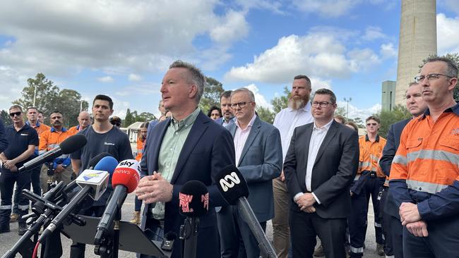 Chris Bowen in the Hunter Valley to announce a $1 billion program that aims to boost the number of solar panels made in Australia.