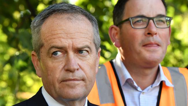 Daniel Andrews, right, with Labor leader Bill Shorten. Picture: AAP