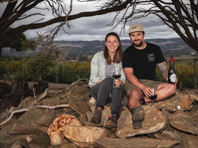 Camwell Wines winemakers Brad Cameron and Kendra White Cameron in McLaren Vale. Photo: Ben Macmahon