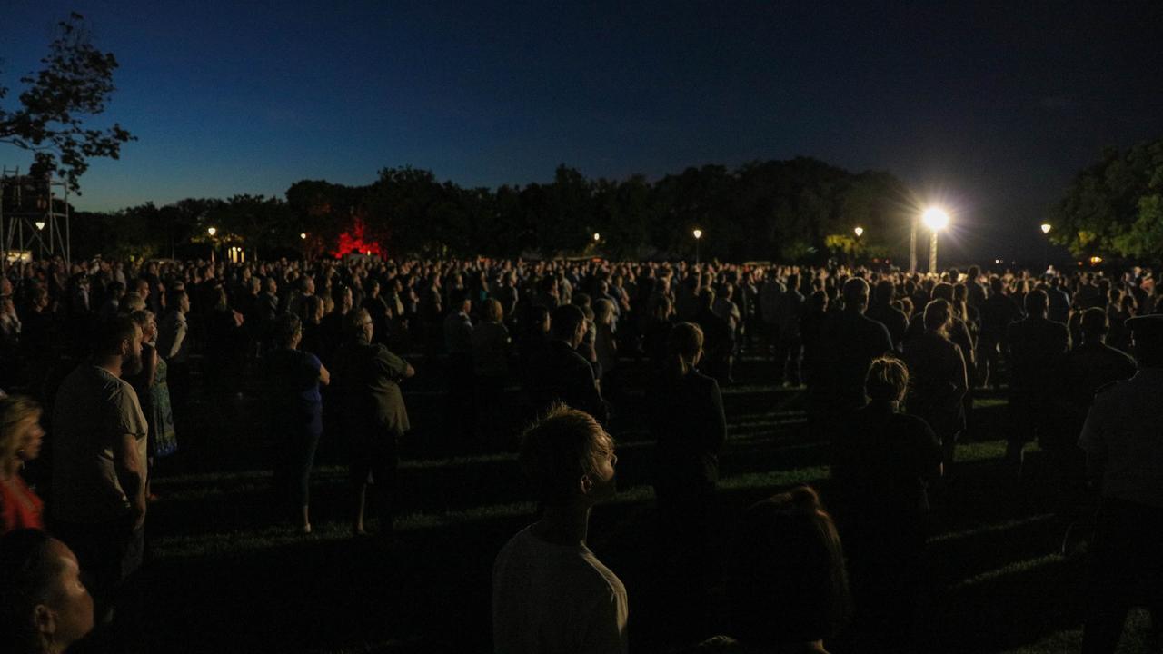 crowds at The Dawn Service at Darwins Cenotaph commemorating ANZAC Day 2021. Picture Glenn Campbell