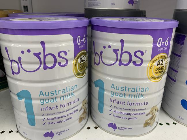 Bubs goat milk infant formula. Picture: PETER HEMPHILL