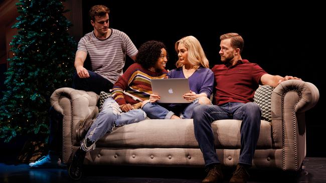 Liam Head, Emily Nkomo, Natalie Bassingthwaighte and Tim Draxl in Jagged Little Pill. Picture: Daniel Boud
