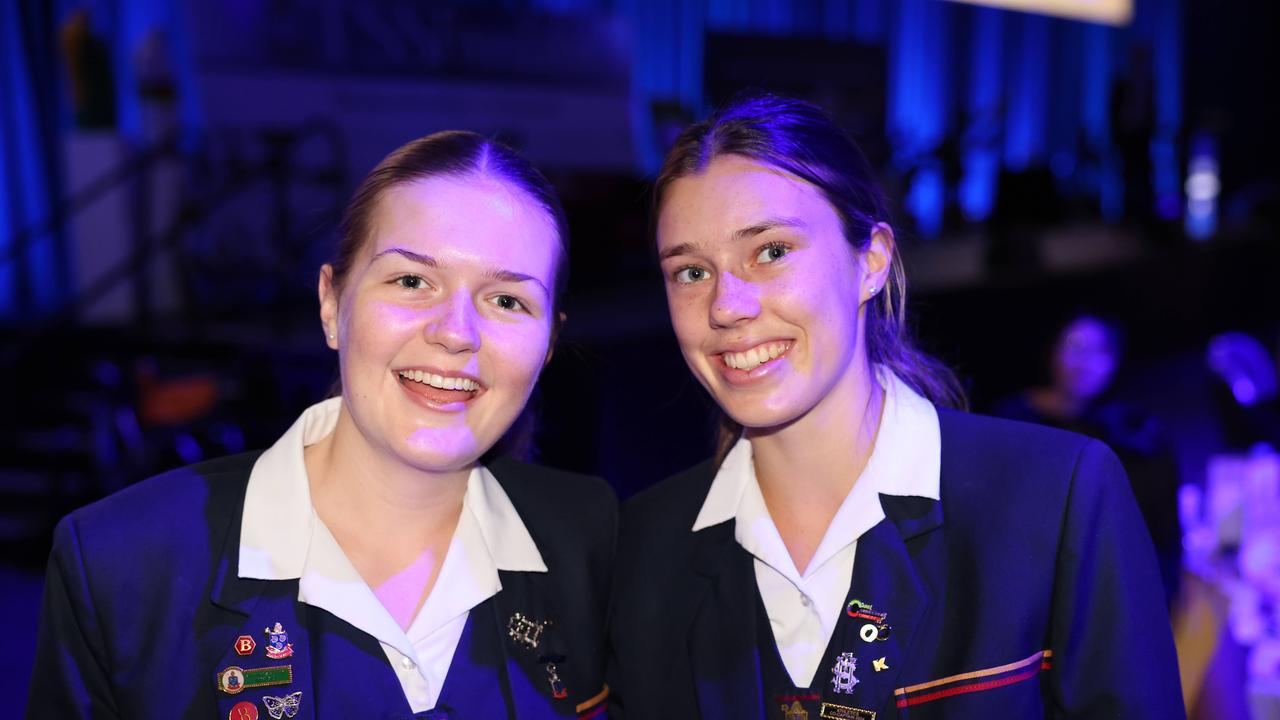 Stella Waller and Ella Ramsay at the TSS Foundation Breakfast, Gold Coast Convention and Exhibition Centre. Picture, Portia Large.