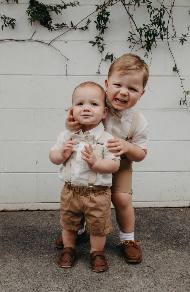 The couple’s children Zavier, three, and Elijah, one, were part of the ceremony. Photo: Courtney/ Black Palm Collective